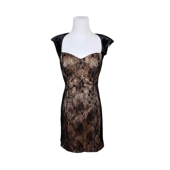 Guess Claudia Black Lace Sleeveless Sheath Dress 6 Velvet Sexy Party Lacy - Picture 2 of 12